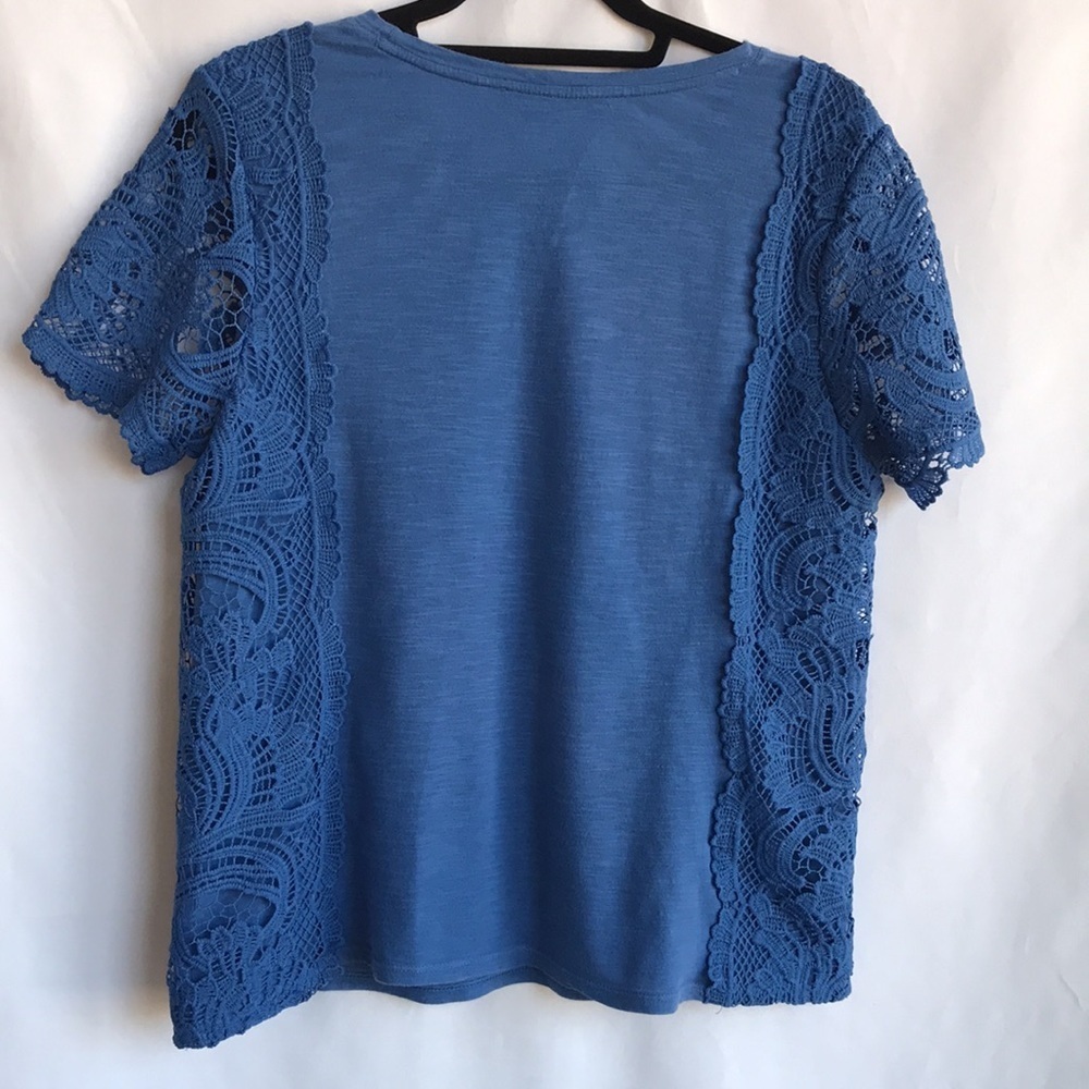 Ann Taylor Loft blue short sleeve top, M - Picture 4 of 7